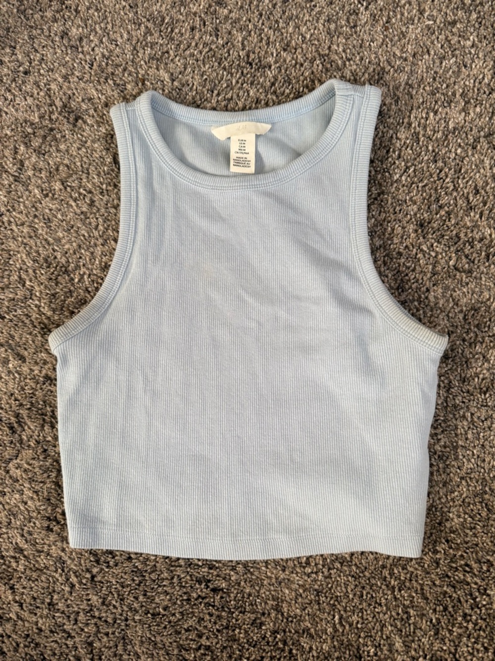 H&M Pale Blue Ribbed Crop Tank